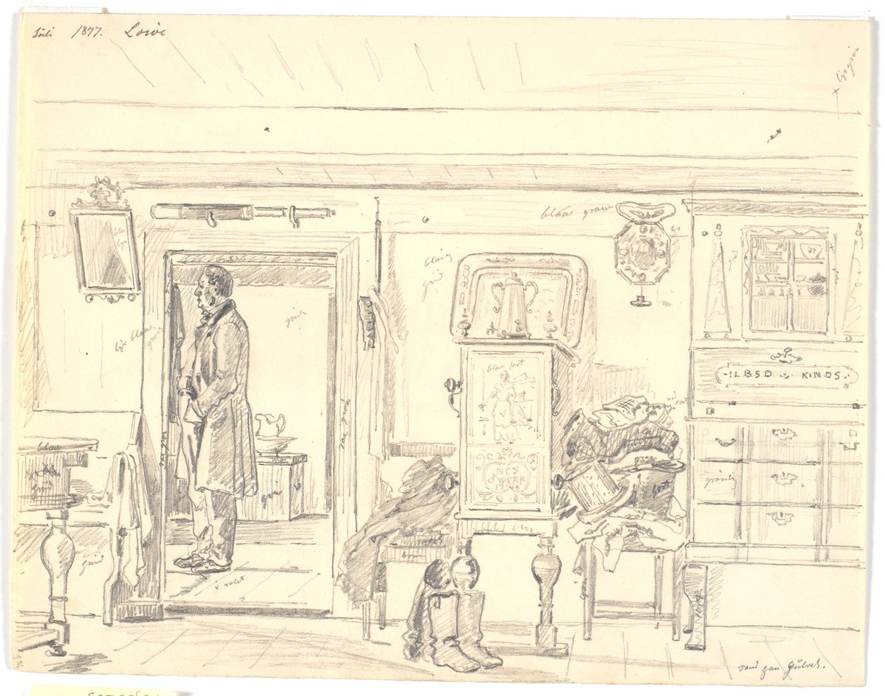 Bauernstube mit stehendem Mann, Læsø von Martinus Rørbye