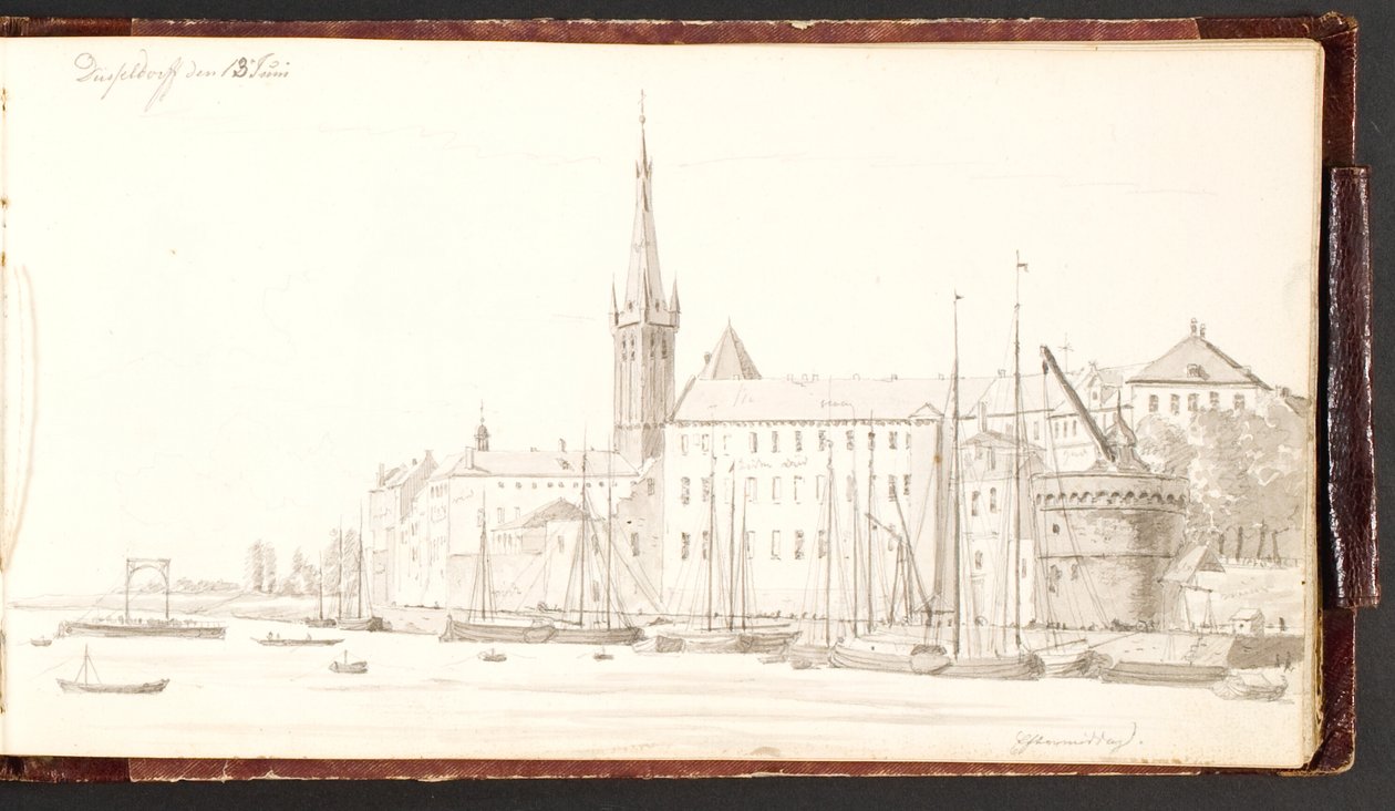 Düsseldorf vom Rhein aus gesehen von Martinus Rørbye