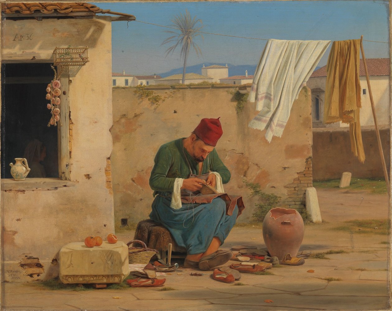 Griechischer Schuhmacher von Martinus Rørbye