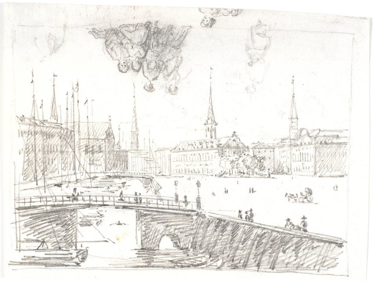 Blick vom Gammel Strand über Højbro zur Börse von Martinus Rørbye