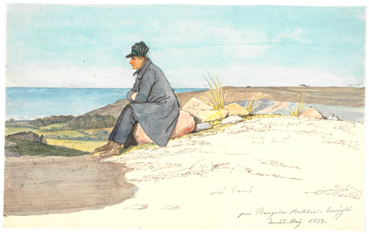 Sitzender Mann in Bangsbo Hügeln, Vendsyssel, 22. Mai 1833 von Martinus Rørbye