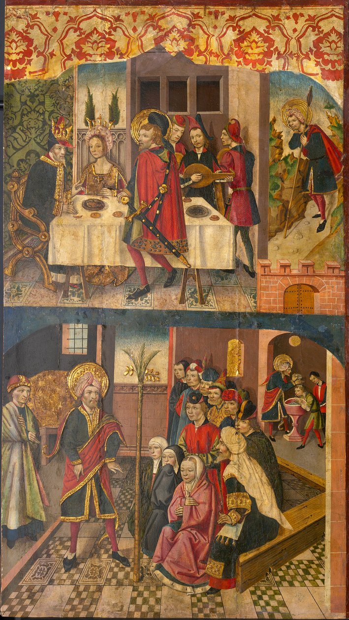 Der heilige Christophorus verabschiedet sich vom König, der Satan fürchtete; Der heilige Christophorus und seine Bekehrten von Martín de Soria