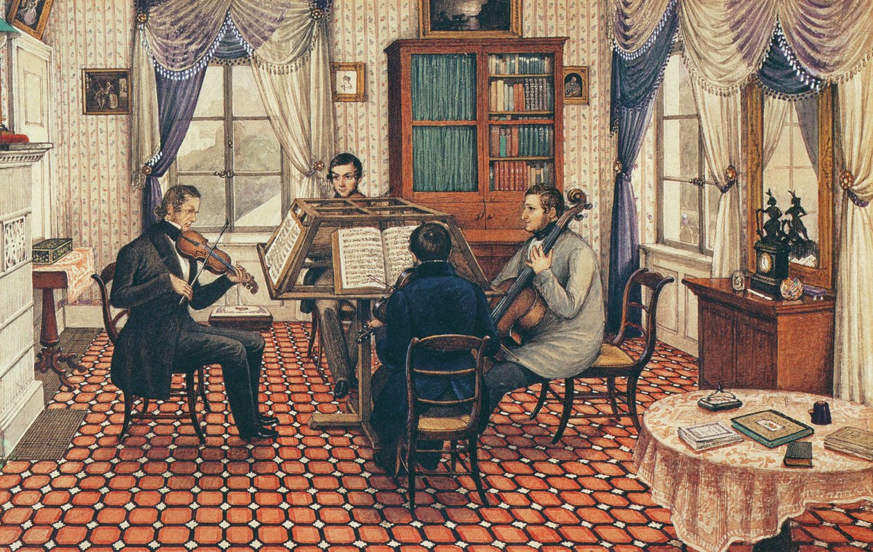 Anthony und drei Freunde spielen ein Streichquartett von Mary Ellen Best