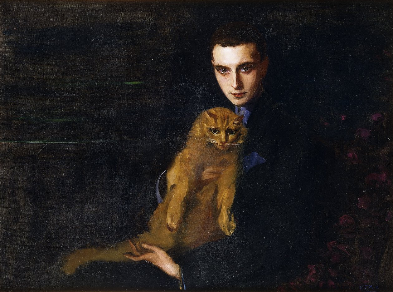 Porträt von Erte mit Misha, ca. 1915 von Mary Eristoff Kazak