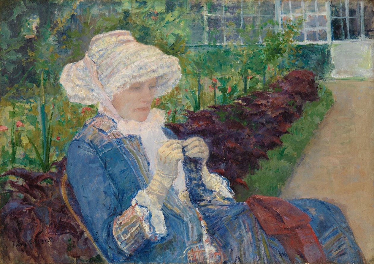 Lydia häkelt im Garten von Marly, 1880 von Mary Cassatt