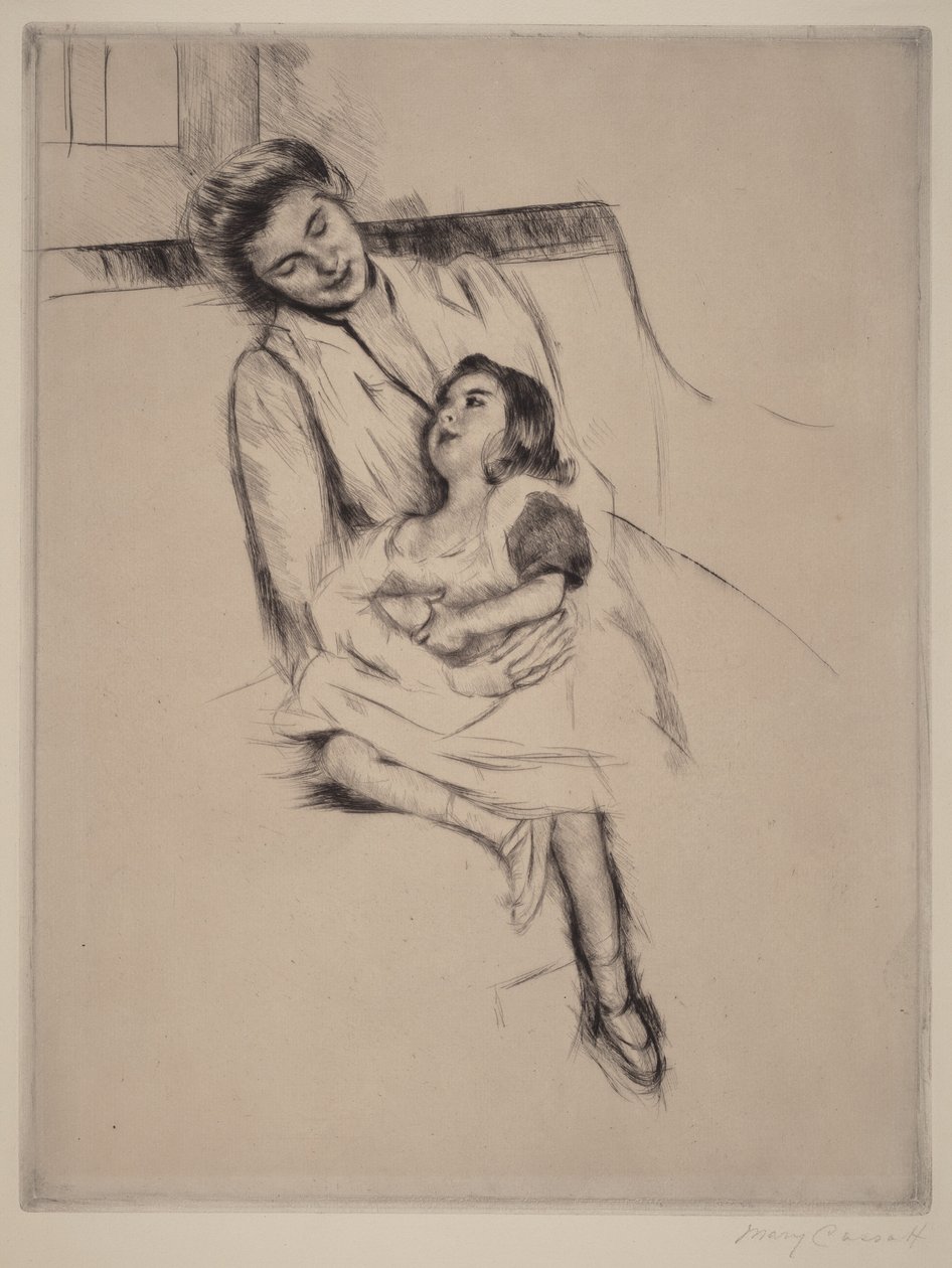 Reine und Margot auf einem Sofa sitzend (Nr. 2) von Mary Cassatt