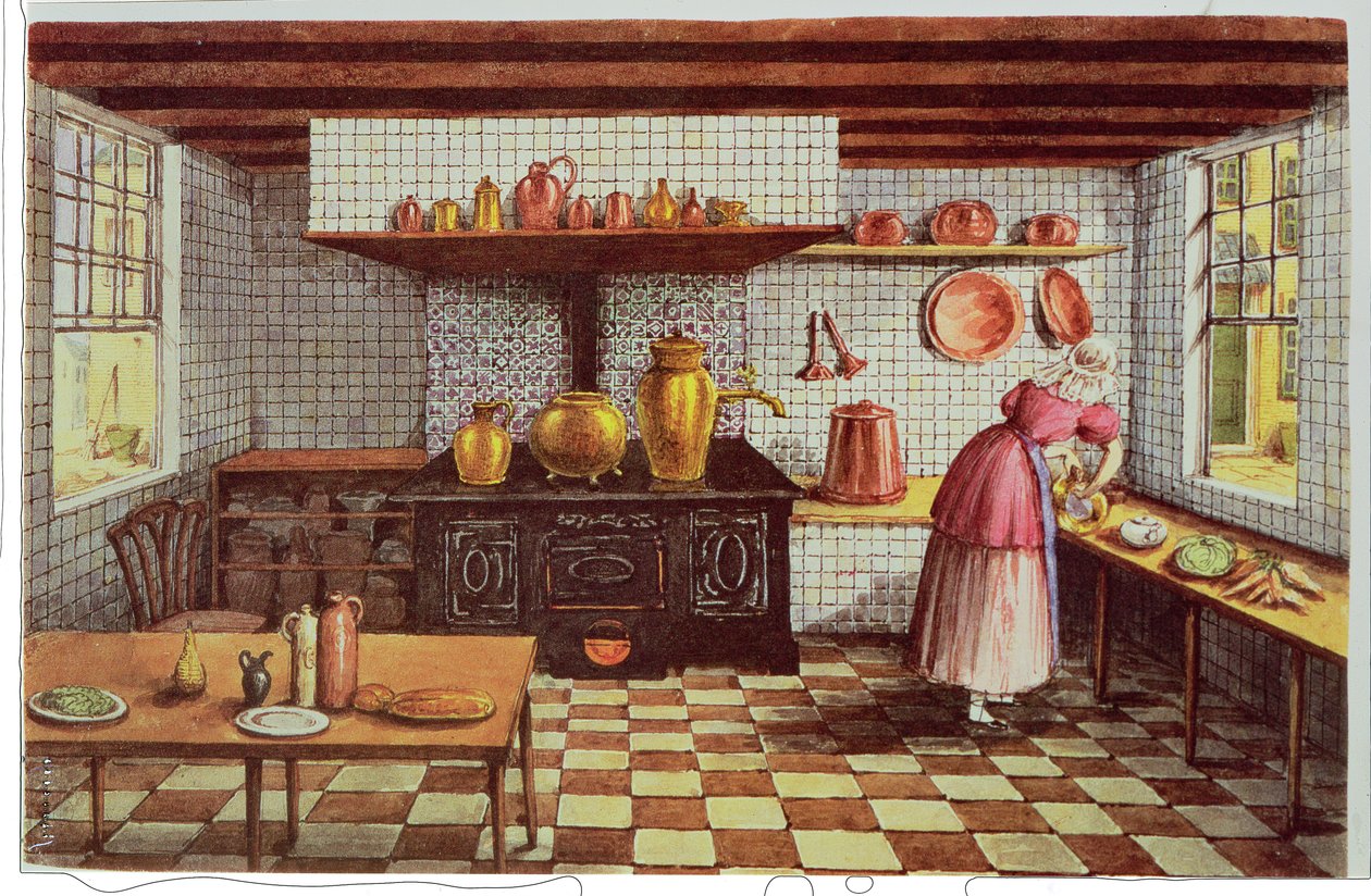 Küche des Hotels St. Lucas, in der Hoogstraat, Rotterdam, 1834 von Mary Ellen Best