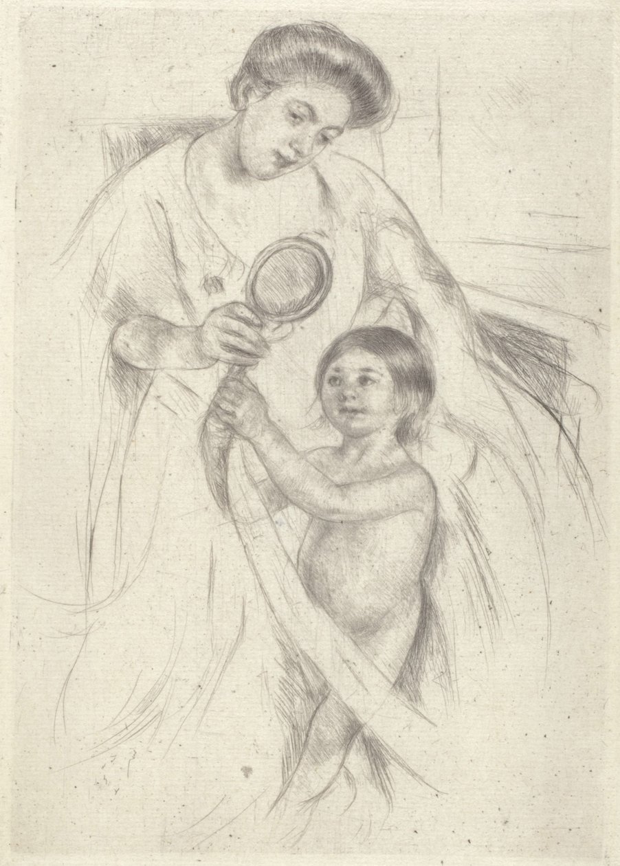 In einen Handspiegel schauen #3 von Mary Stevenson Cassatt