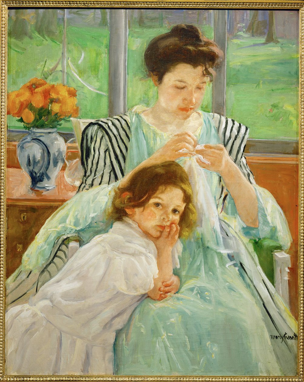 Junge Mutter beim Nähen von Mary Stevenson Cassatt