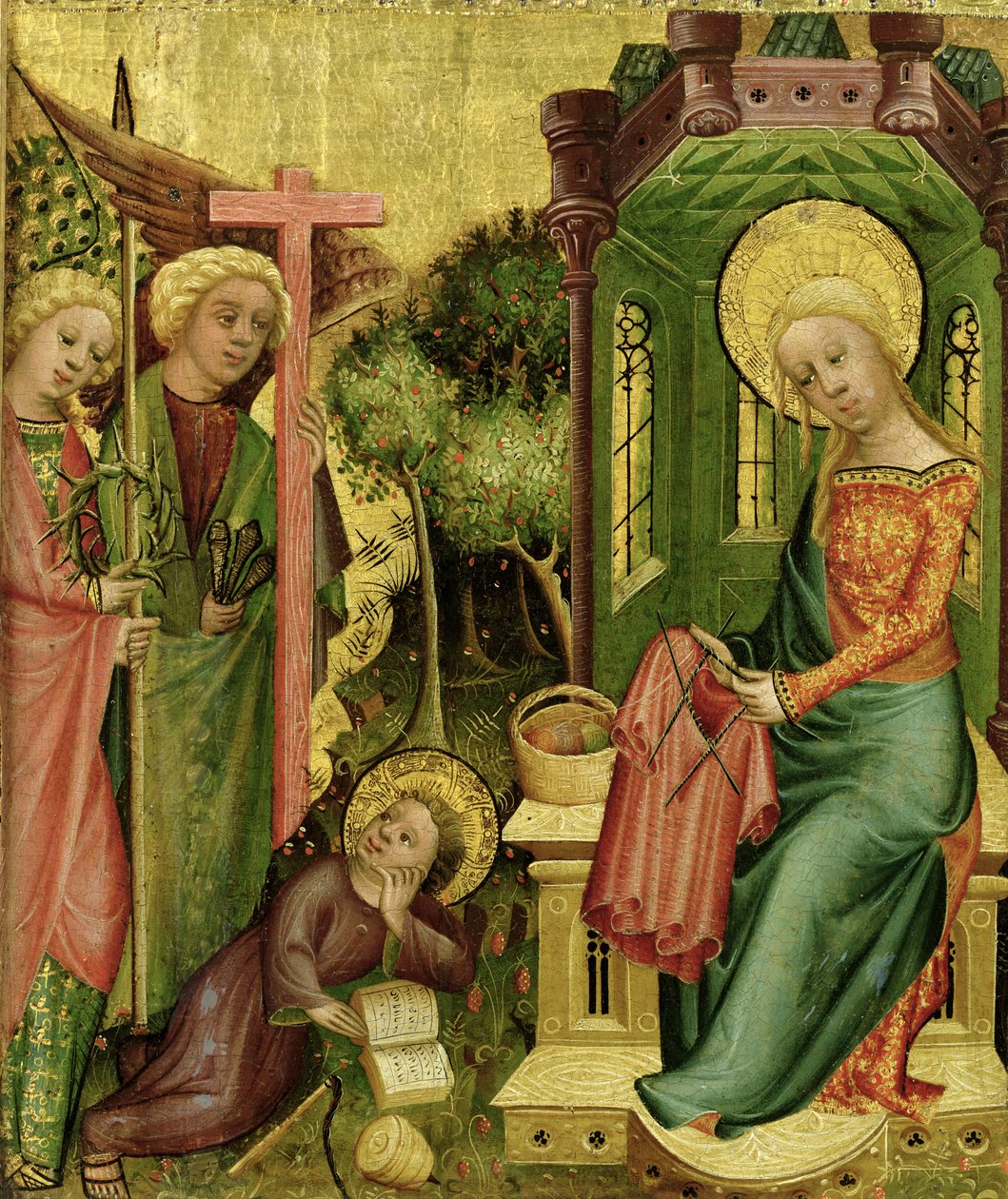 Besuch des Engels, vom rechten Flügel des Buxtehude-Altars, 1400-10 (Tempera auf Holztafel) von Master Bertram of Minden