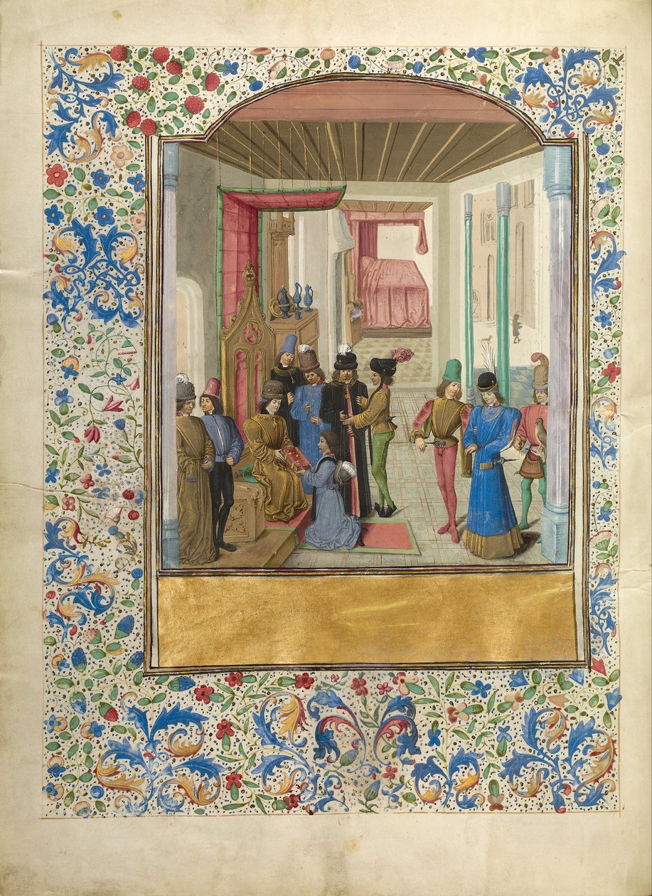 Vasco da Lucena überreicht sein Werk Karl dem Kühnen von Master of Jardin