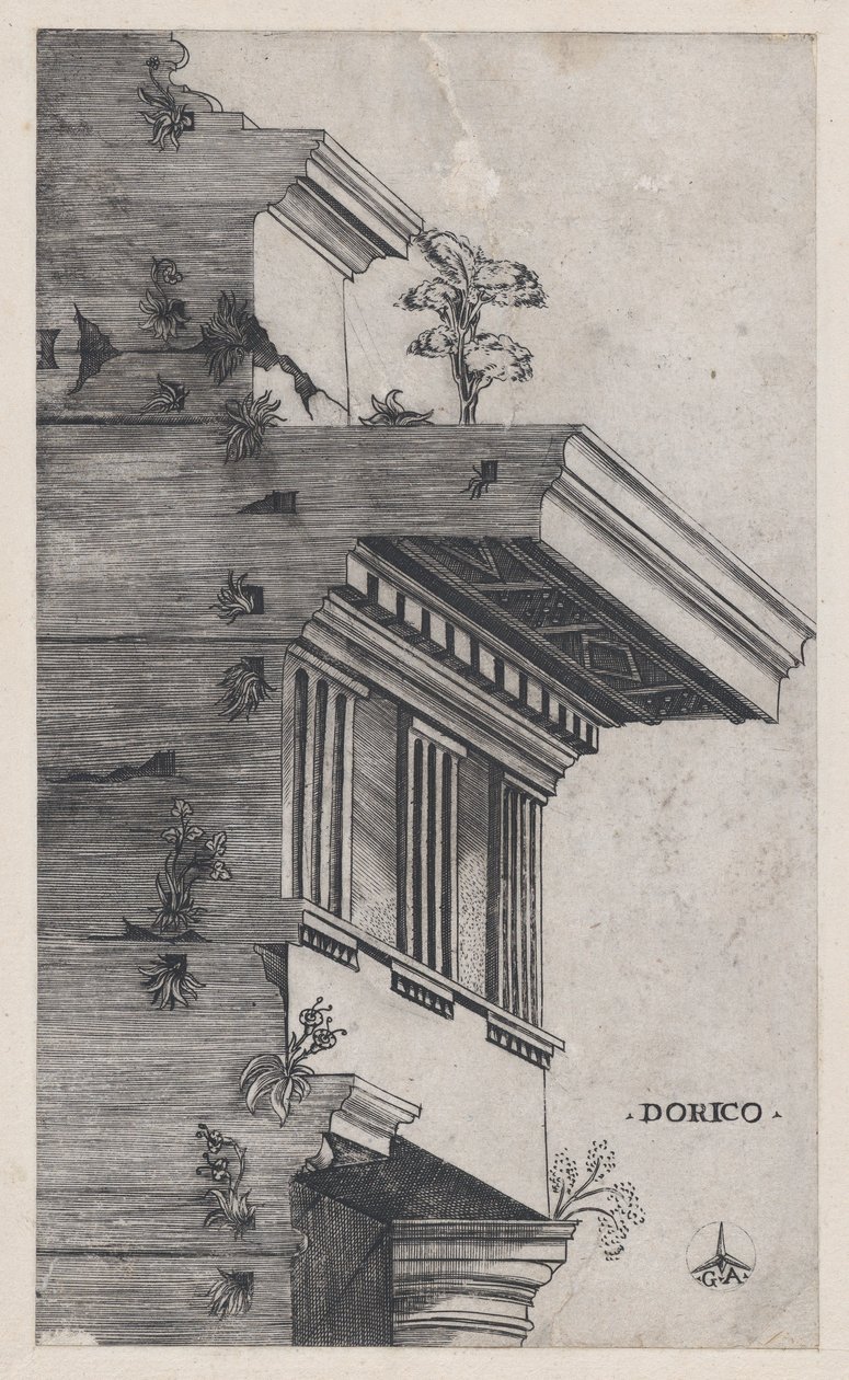 Speculum Romanae Magnificentiae: Dorische Ordnung, ca. 1537 von Master GA