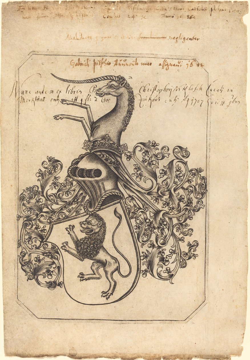 Wappen mit Löwe und Einhorn von Master hw