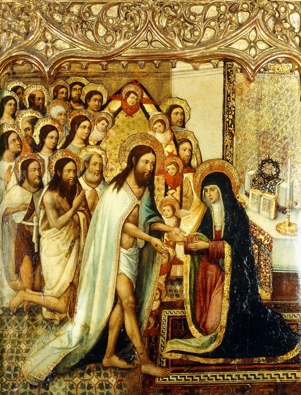 Christus präsentiert die Erlösten des Alten Testaments seiner Mutter von Master of Perea