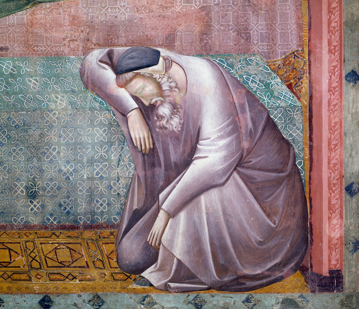 Geschichten von St. Franziskus, Detail der Erscheinung an Gregor IX., Fresko von Meister der Heiligen Cäcilia, Oberkirche, Päpstliche Basilika des Heiligen Franziskus von Assisi, Assisi, Umbrien, Italien von Master of Saint Cecilia