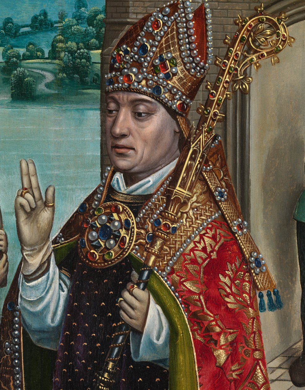(Detail) Das Wunder des Korns, vom Altarbild des St. Nikolaus, ca. 1486-93 von Master of The Legend of St. Lucy