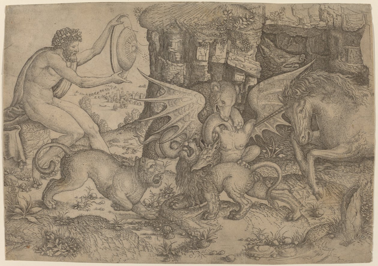 Allegorisches Thema: Kampf der Tiere von Master of the Beheading of St. John