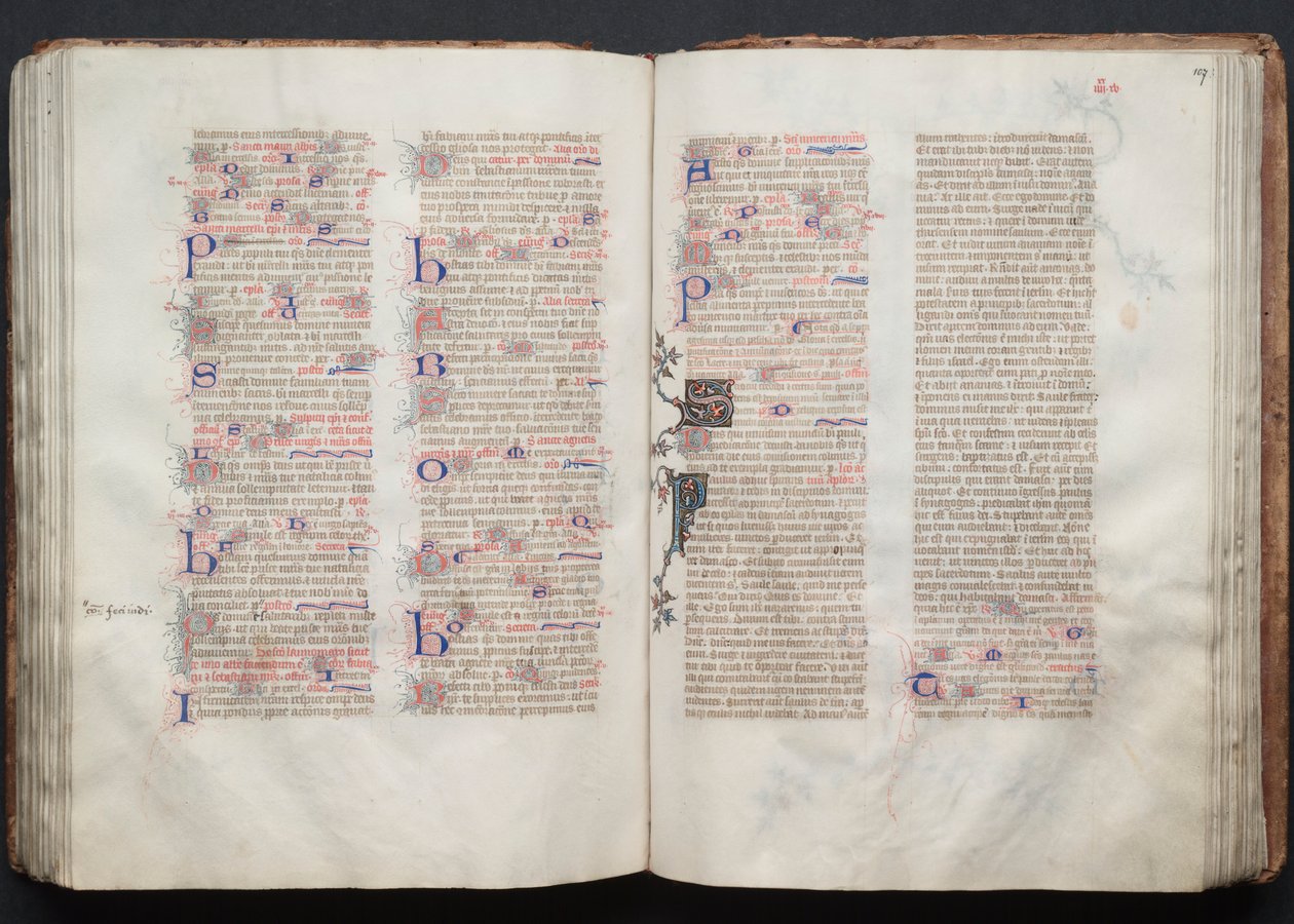 Das Gotha Missale: Fol. 107r, Text (ca. 1375) von Master of the Boqueteaux