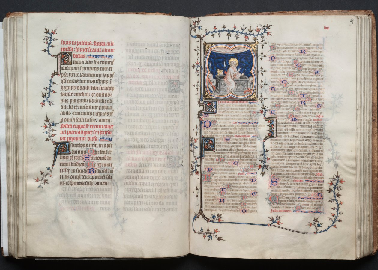 Das Gotha-Missale: Fol. 68v, Text, ca. 1375 von Master of the Boqueteaux