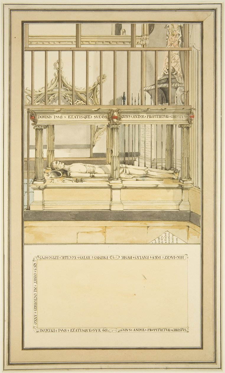 Grab von Bischof Paul Bush, in der Kathedrale von Bristol, um 1799 von Master of the Bristol Church Monuments