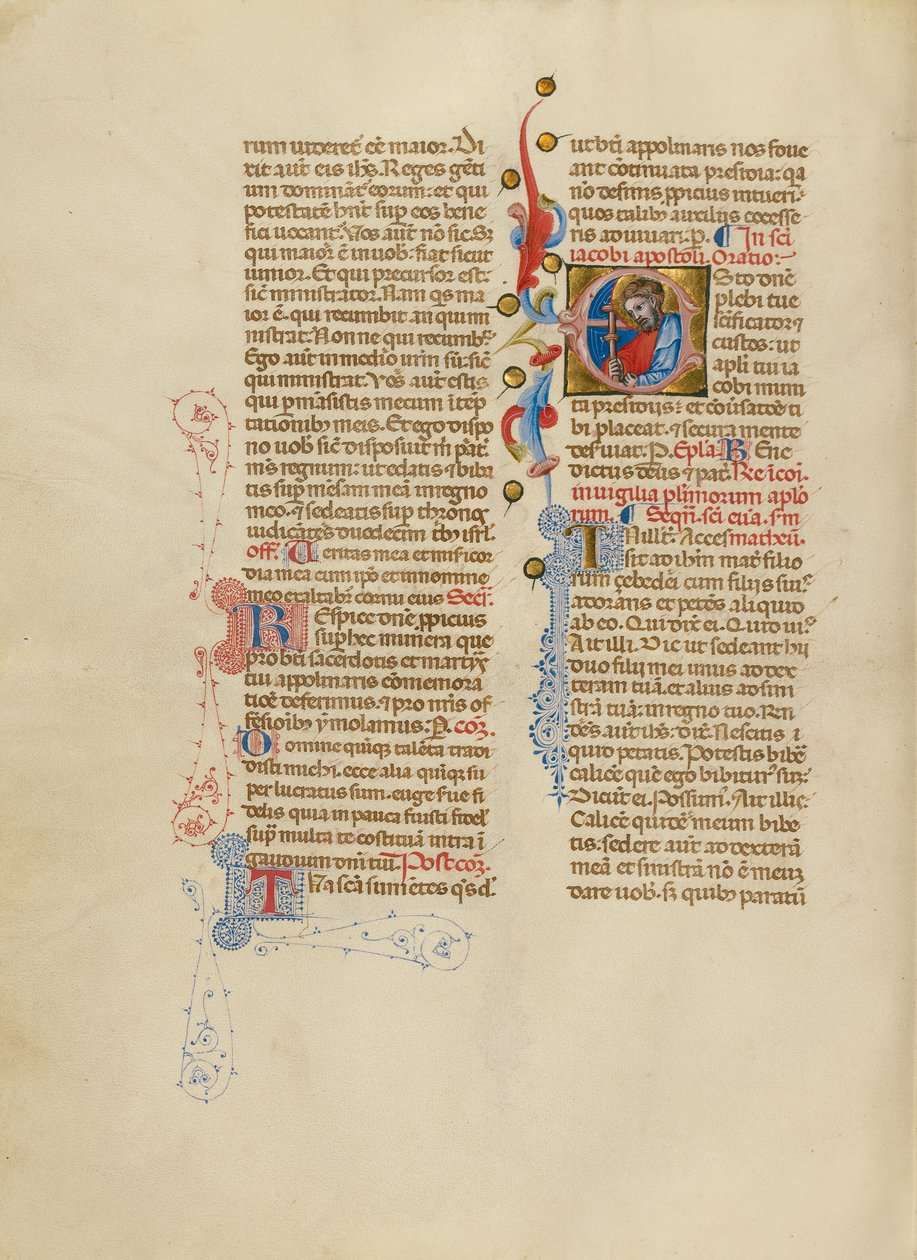 Initiale E: Heiliger Jakobus der Ältere von Master of the Brussels Initials