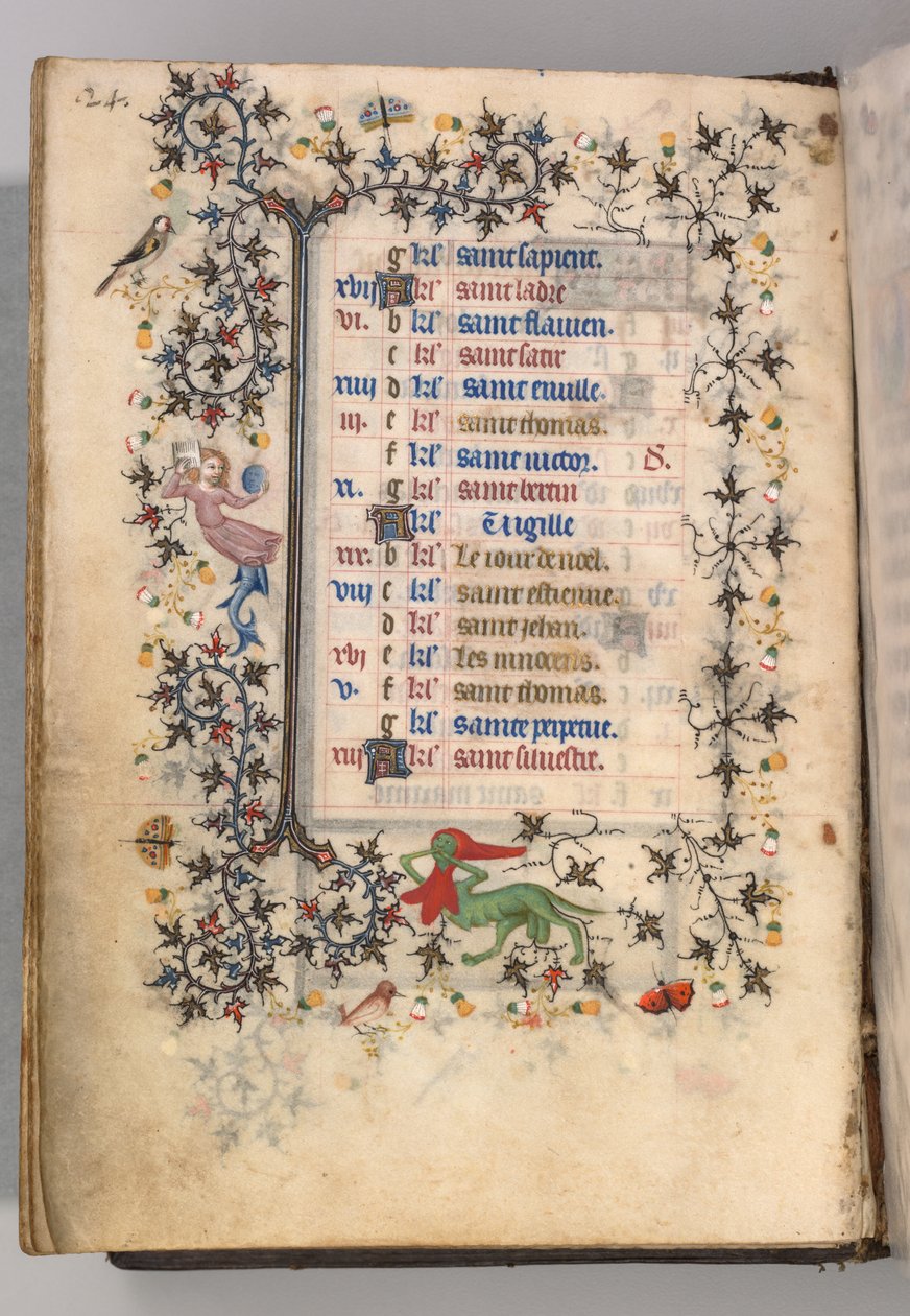 Stundenbuch von Charles dem Edlen, König von Navarra 1361-1425: fol. 12v, Dezember, ca. 1405 von Master of the Brussels Initials and Associates