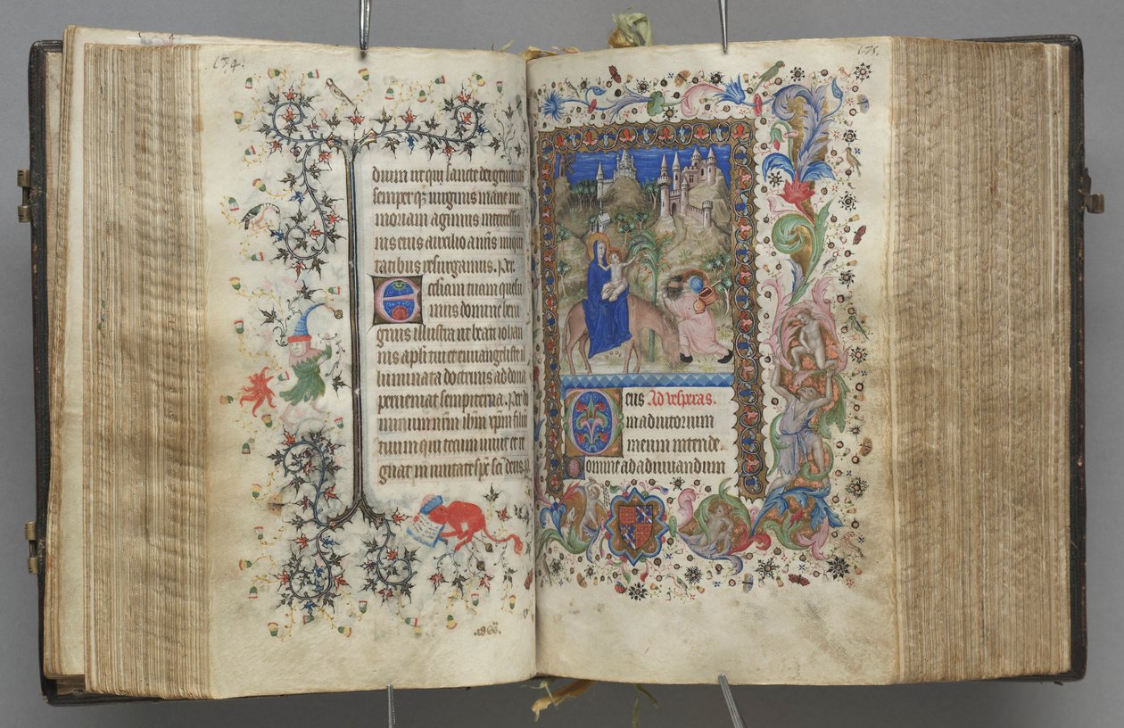 Stundenbuch von Karl dem Edlen, König von Navarra 1361-1425: fol. 87v, Text, ca. 1405 von Master of the Brussels Initials and Associates