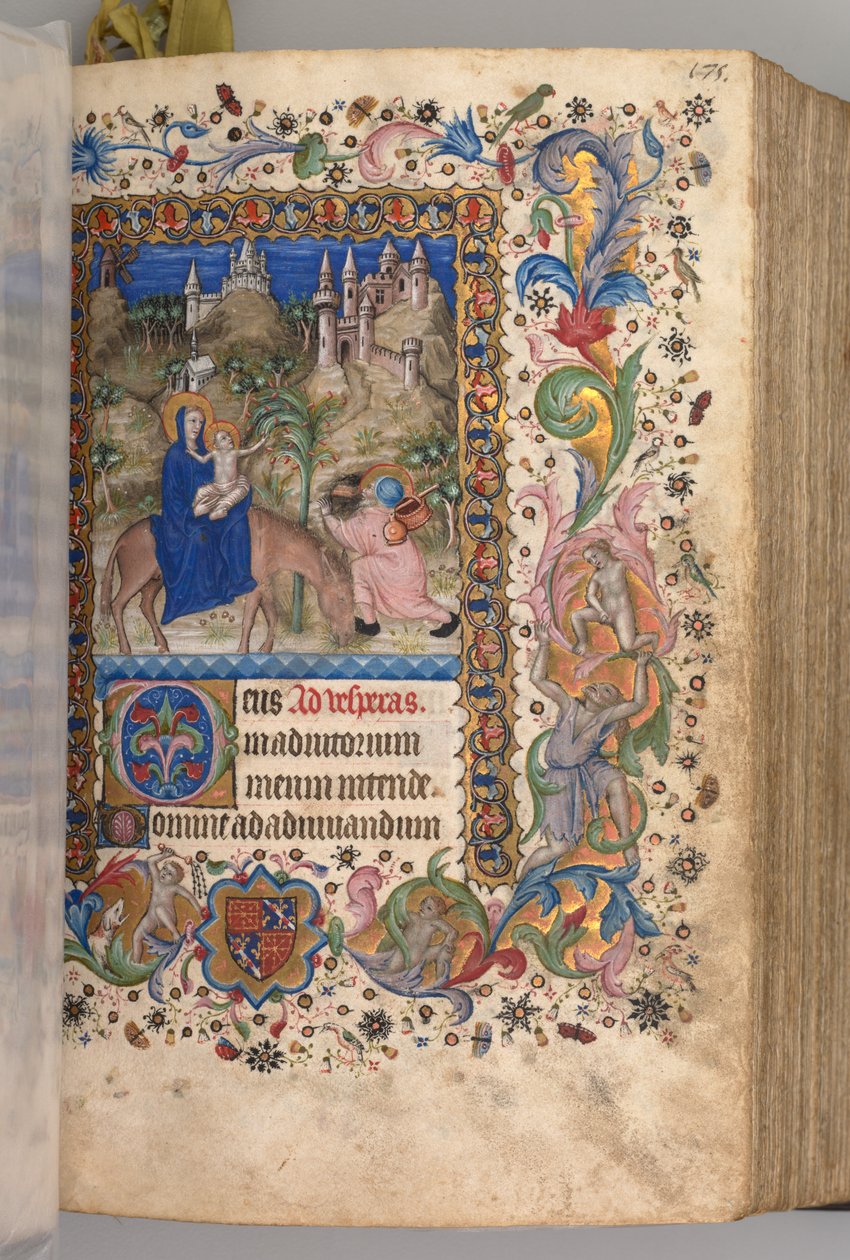 Stundenbuch von Charles dem Edlen, König von Navarra 1361-1425: fol. 88r, Flucht nach Ägypten Vespern von Master of the Brussels Initials and Associates