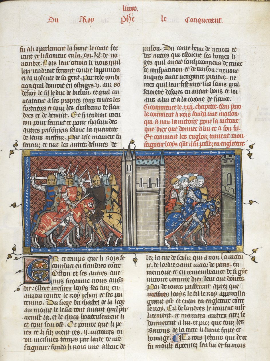 Eine Schlacht mit John, König von England, und Ludwig VIII. auf dem Marsch, aus 