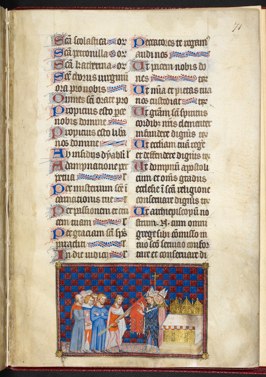 Der Erzbischof von Reims segnet die Oriflamme, Illustration aus 