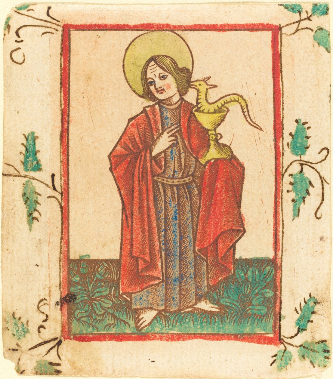 Heiliger Johannes der Evangelist von Master of the Dutuit Mount of Olives after Master of St. Erasmus