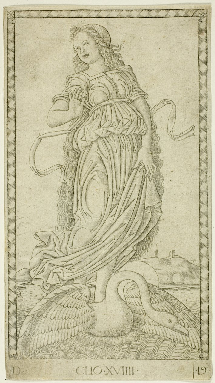 Clio, Platte neunzehn aus Apollo und die Musen von Master of the E Series Tarocchi