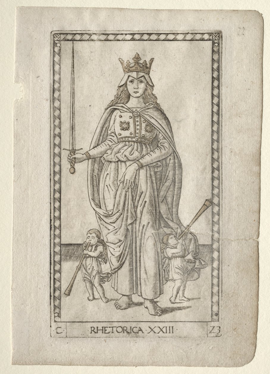 Rhetorik aus den Tarocchi, Serie C: Freie Künste, Nr. 23, vor 1467 von Master of the E Series Tarocchi