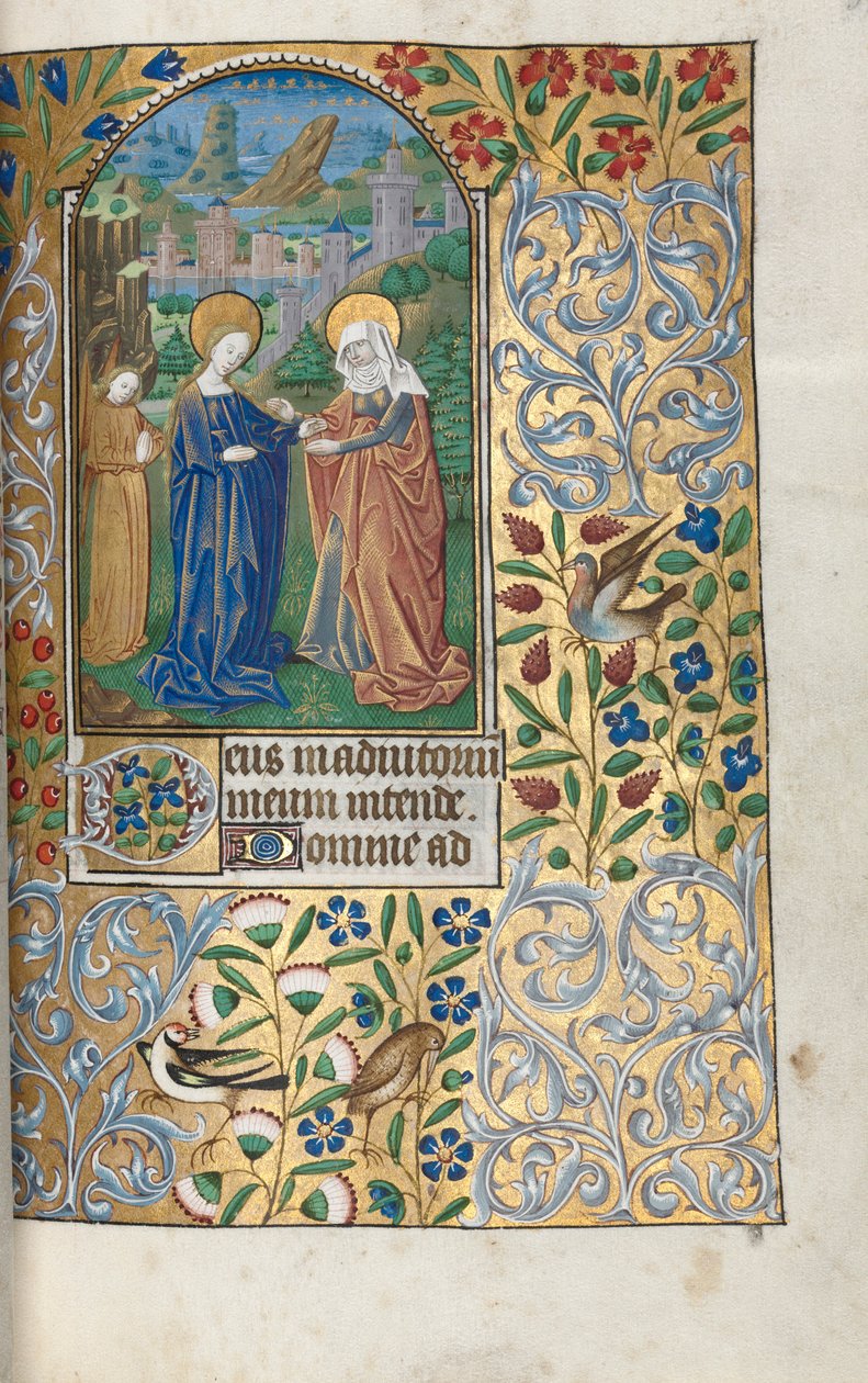 Stundenbuch Gebrauch von Rouen: fol. 39r, Die Heimsuchung, um 1470 von Master of the Geneva Latini