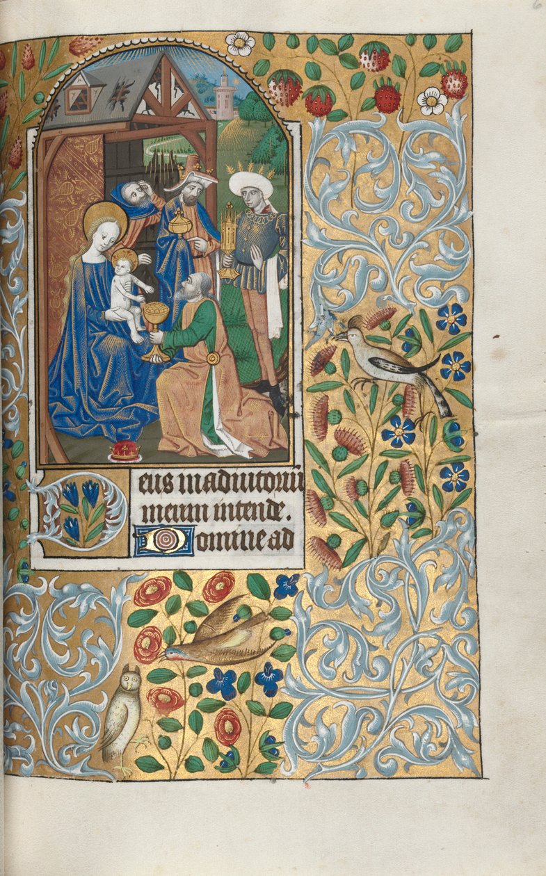 Stundenbuch Gebrauch von Rouen: fol. 64r, Anbetung der Könige, um 1470 von Master of the Geneva Latini