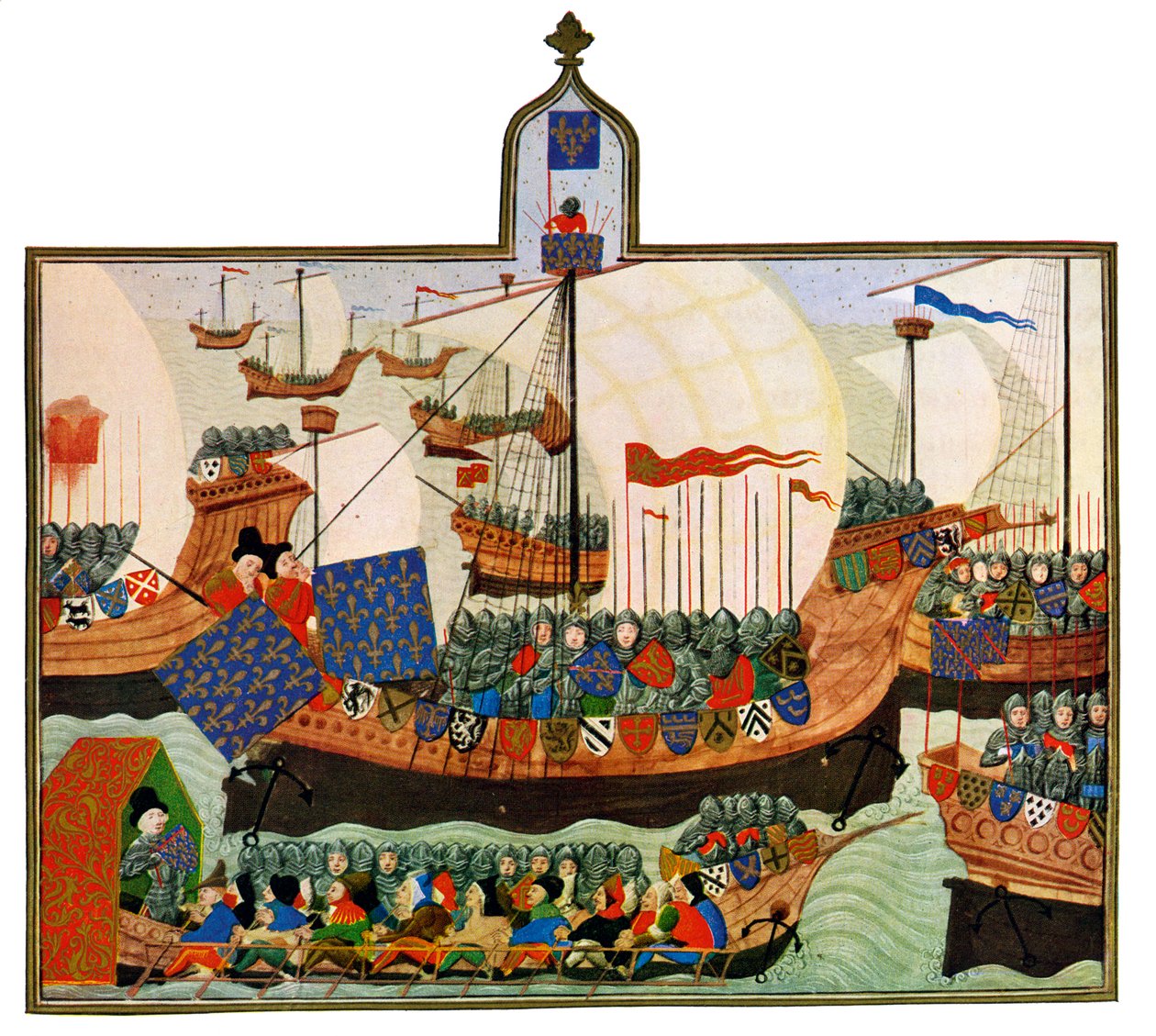 Die Expedition der Franzosen und Genuesen nach Barbary, 15. Jahrhundert von Master of the Harley Froissart