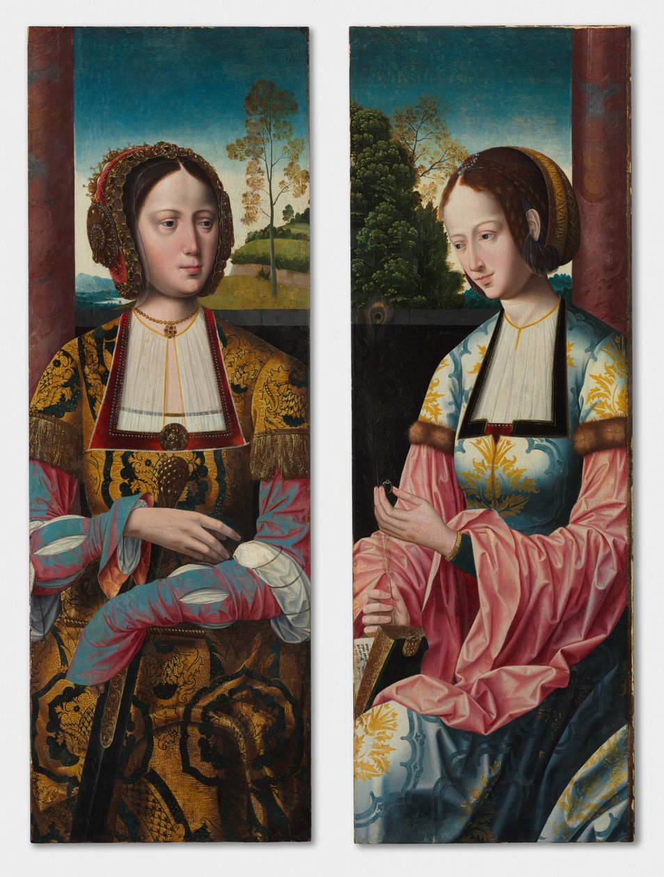 Heilige Katharina und Heilige Barbara (Paar) von Master of the Holy Blood