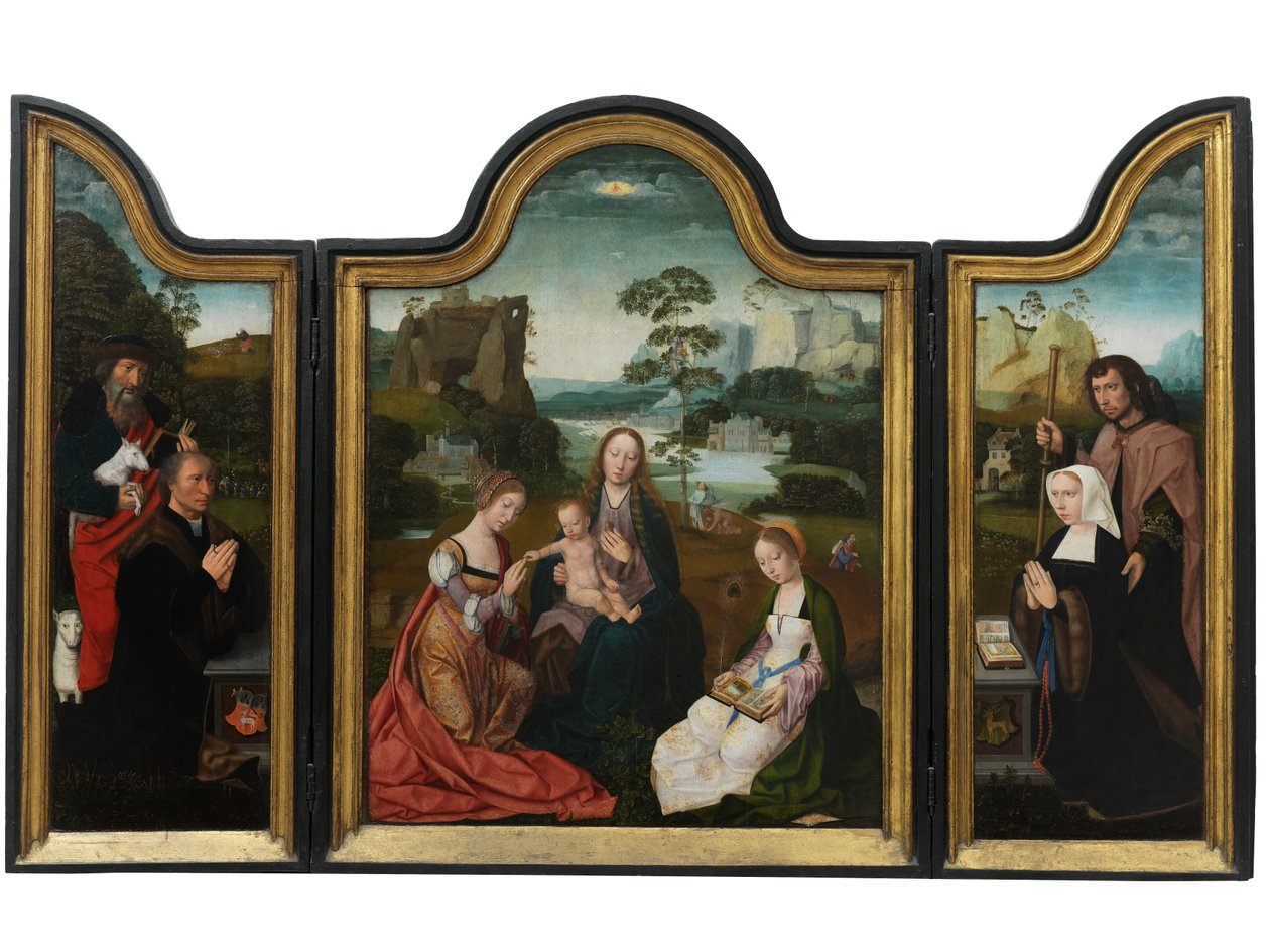 Jungfrau und Kind mit St. Katharina und St. Barbara, ca. 1520-25 von Master of the Holy Blood