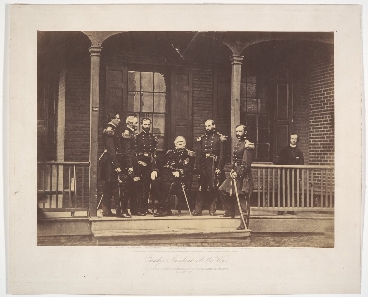 Generalleutnant Scott, Generalstabschef der US-Armee, & Stab von Mathew B. Brady
