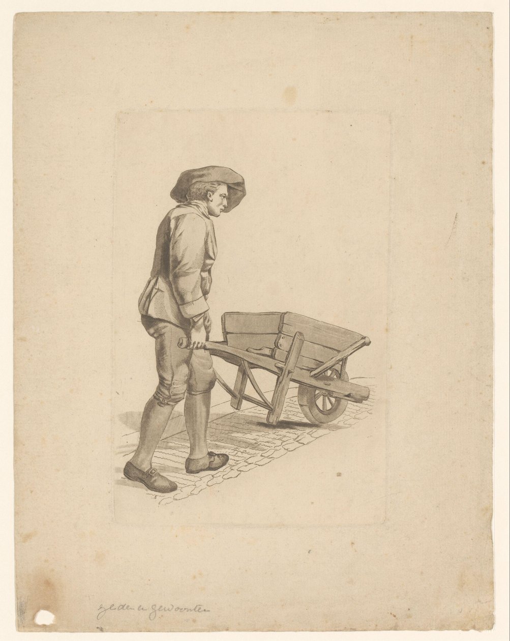 Mann mit Schubkarre von Mathias de Sallieth