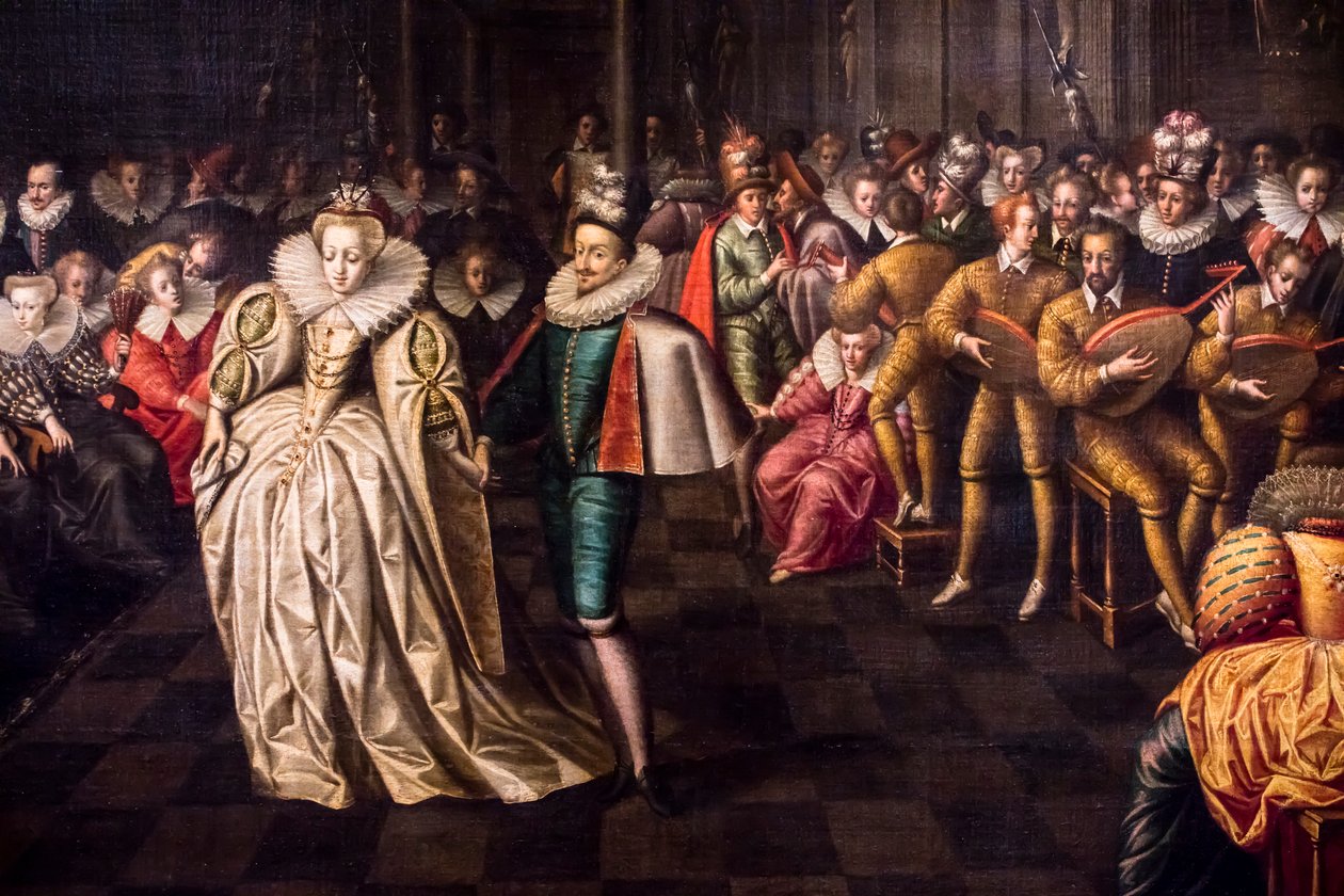 Pavane am Hof von Heinrich III. (Detail) von Maître des Bals à la cour des Valois