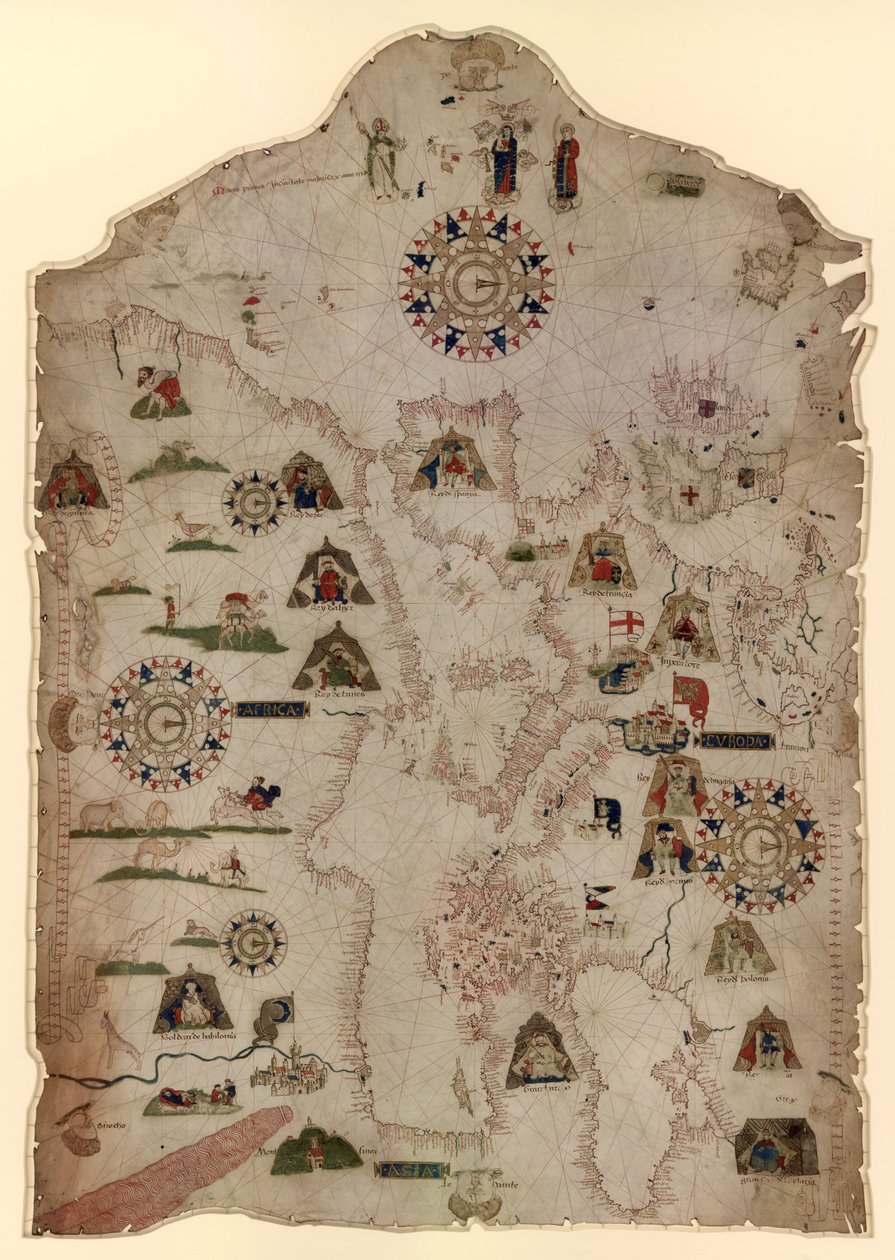 Karte des Mittelmeers, des Schwarzen Meeres und der Küsten Westeuropas und Nordwestafrikas, ca. 1559 von Matteo Prunes