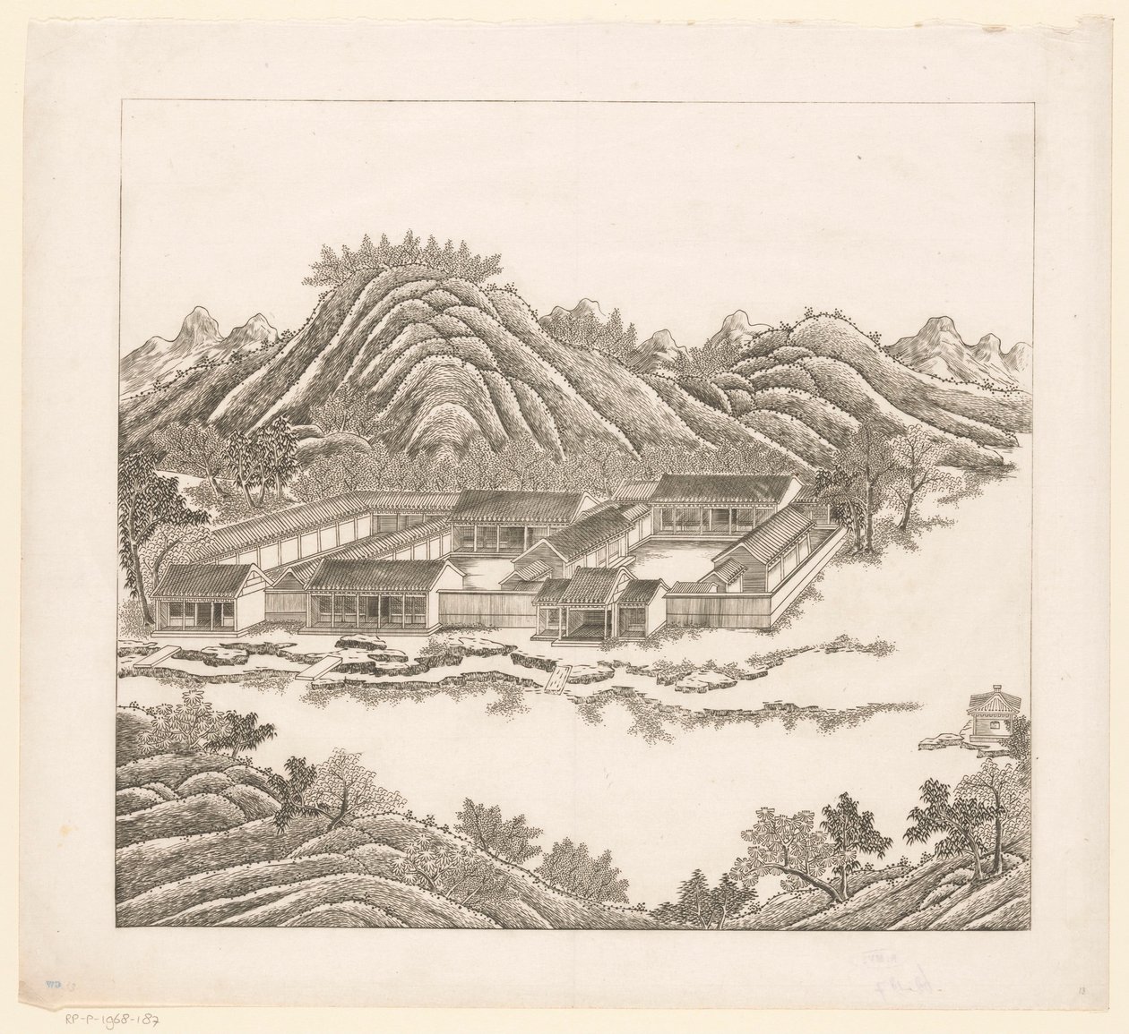 Ansicht eines Teils des kaiserlichen Sommerpalastes in Chengde (Jehol) in China von Matteo Ripa