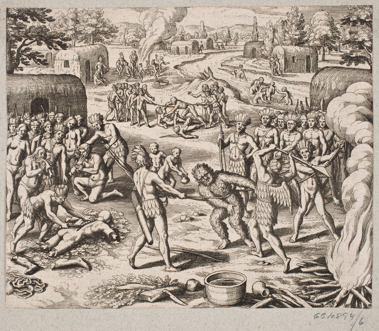 Wenn sie einen ihrer Feinde fangen, werden sie auf barbarische und unmenschliche Weise hingerichtet und gegessen von Matthäus Merian d.Æ.