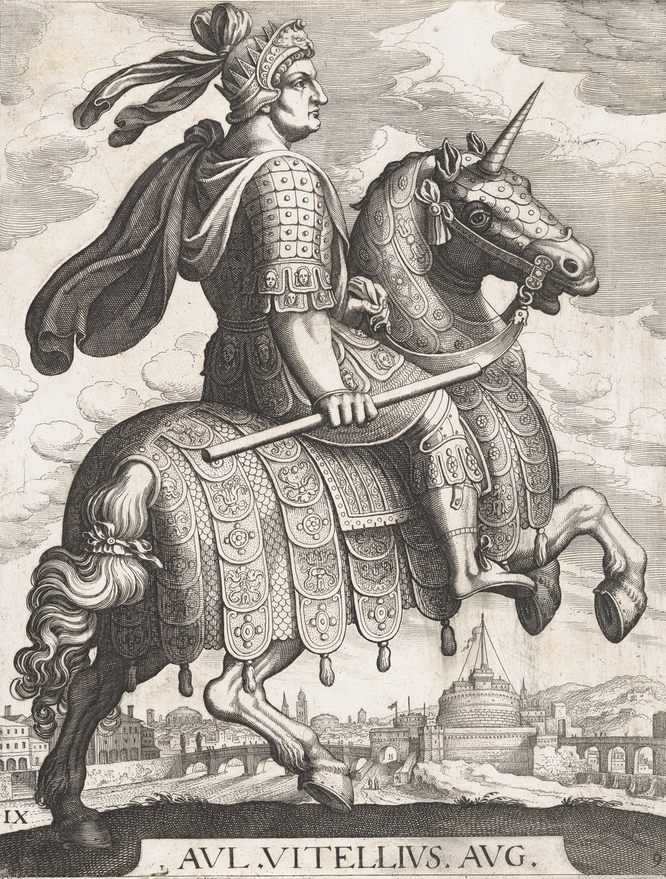 Tafel 9: Kaiser Vitellius zu Pferd, aus 