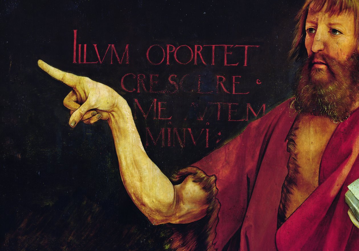 Isenheimer Altar (Detail) des Arms von Johannes dem Täufer, Altar geschlossen von Matthias Grünewald