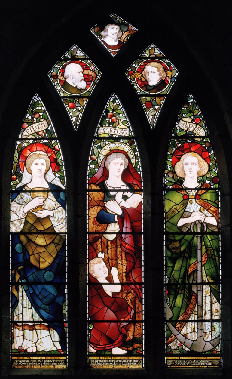 Das Fenster der Maler; Glaube, Hoffnung und Liebe, St Machars Cathedral von Matthijs Maris