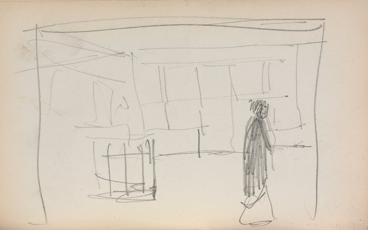 Italienisches Skizzenbuch: Figur in einem Innenraum Seite 175, 1898-1899 von Maurice Brazil Prendergast