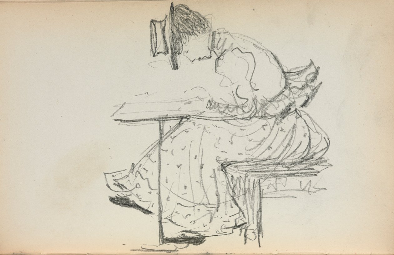Italienisches Skizzenbuch: Sitzende Frau Seite 107, 1898-1899 von Maurice Brazil Prendergast