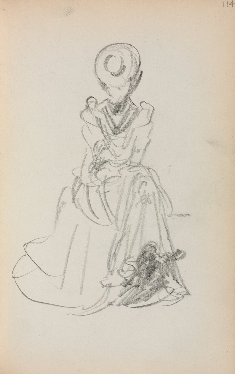 Italienisches Skizzenbuch: Sitzende Frau Seite 114, 1898-1899 von Maurice Brazil Prendergast